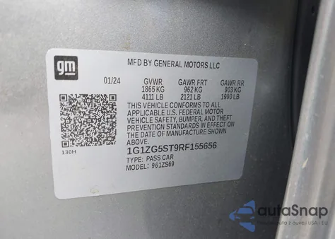 2024 Chevrolet Malibu Fwd Rs из США, поврежденный, VIN 1G1ZG5ST9RF155656